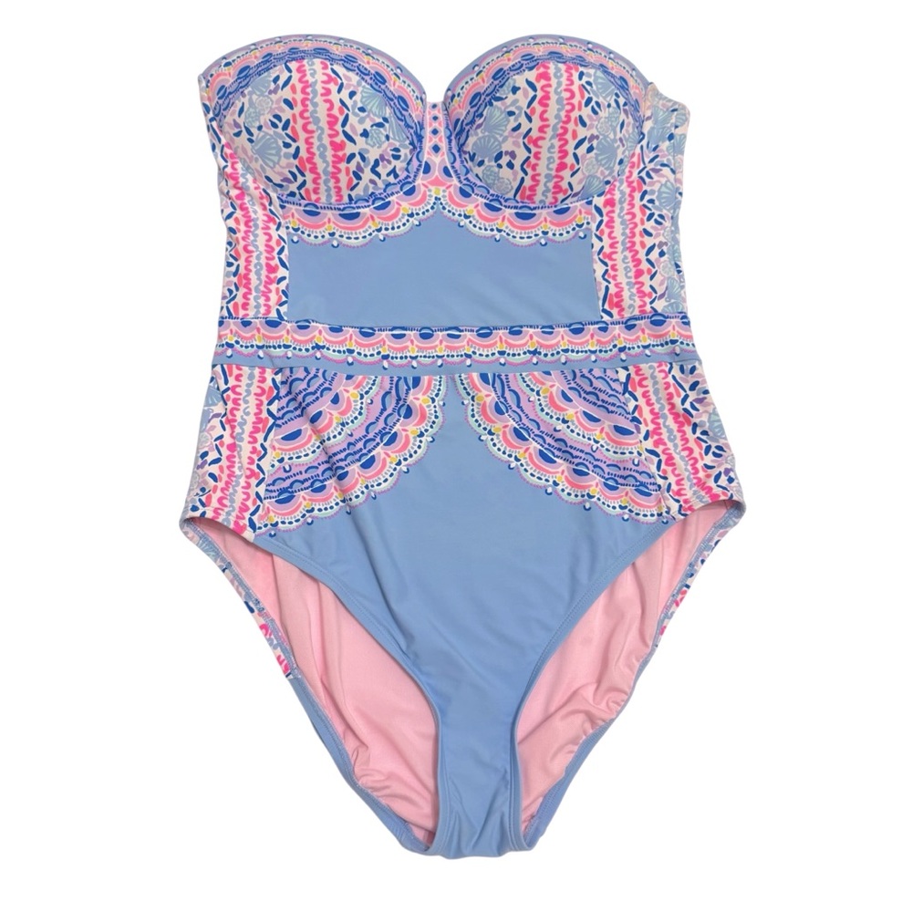 Lilly Pulitzer Athnea One Piece Swimsuit in Multi Seaside Shindig Sz‎ 12 - Picture 4 of 11